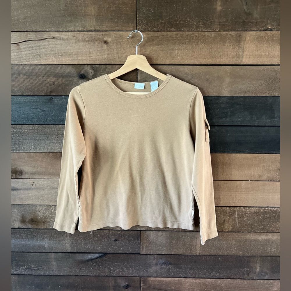 Vintage Riveted by Lee Tan Cotton Long Sleeve Tee Roll Tab Sleeve Small